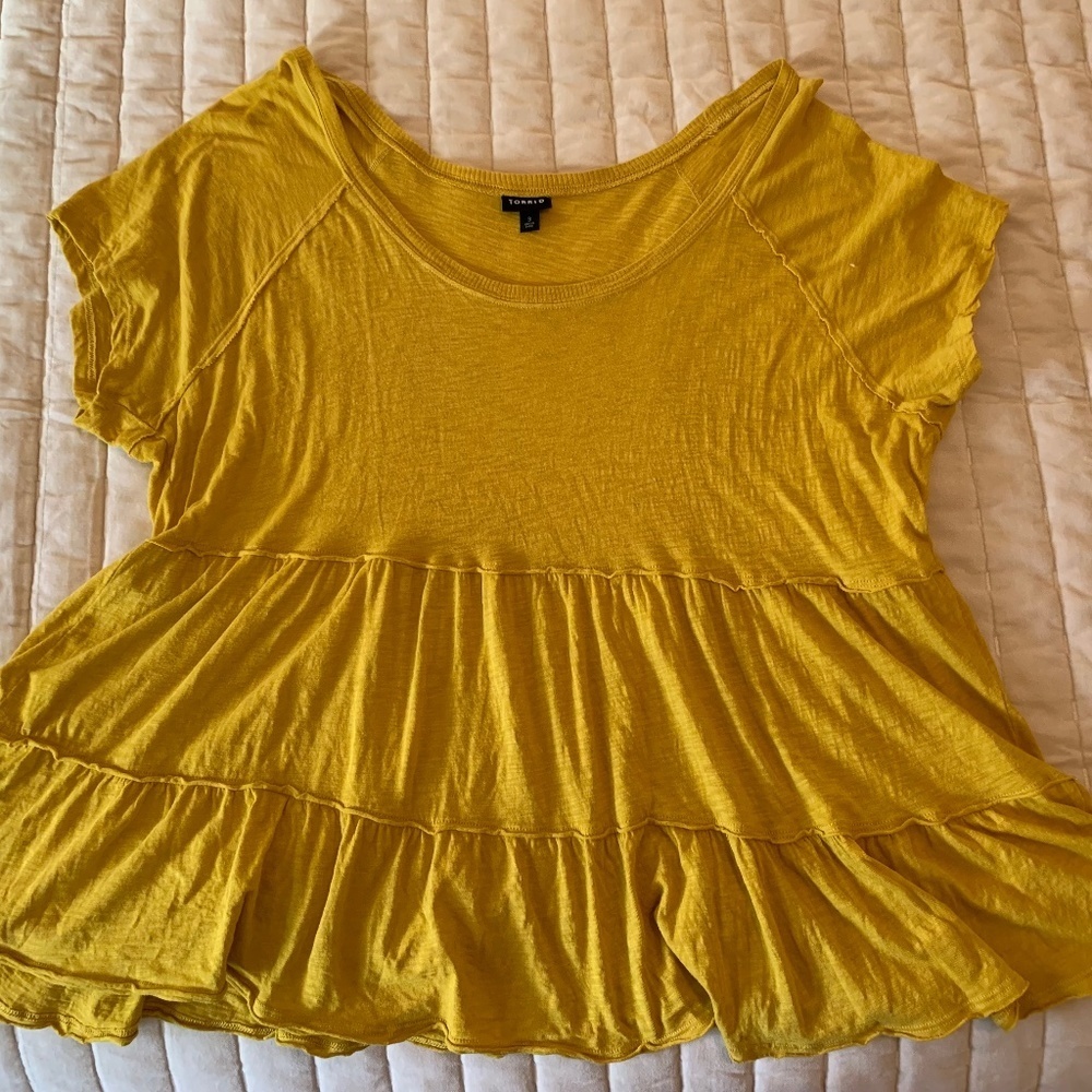 Torrid | Marigold-Yellow Ruffle Blouse Size 3